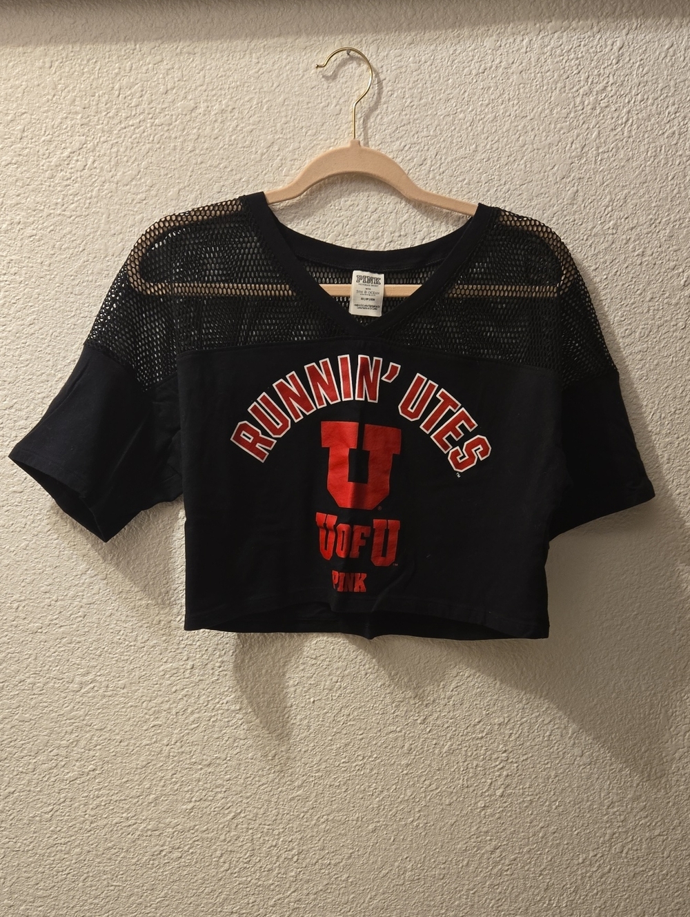 PINK Victoria's Secret University Of Utah Jersey T-shirt Crop Top